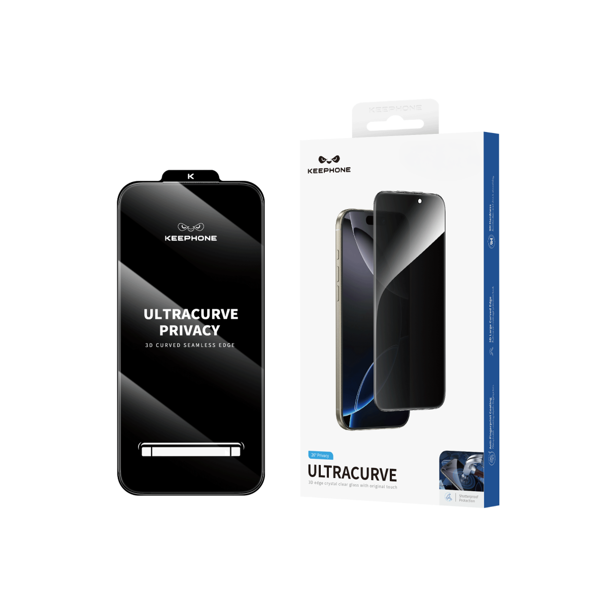 Keephone Apple iPhone 18 Pro UltraCurve Extreme Hayalet Cam Ekran Koruyucu - Siyah