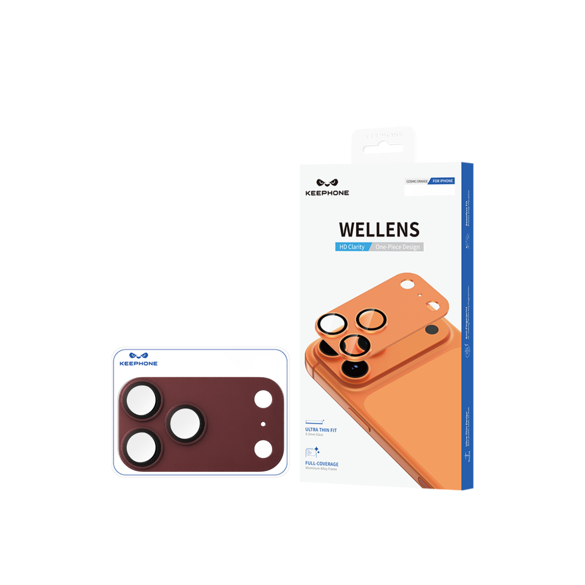 Keephone Apple iPhone 18 Pro Wellens Kamera Lens Koruyucu - Bordo