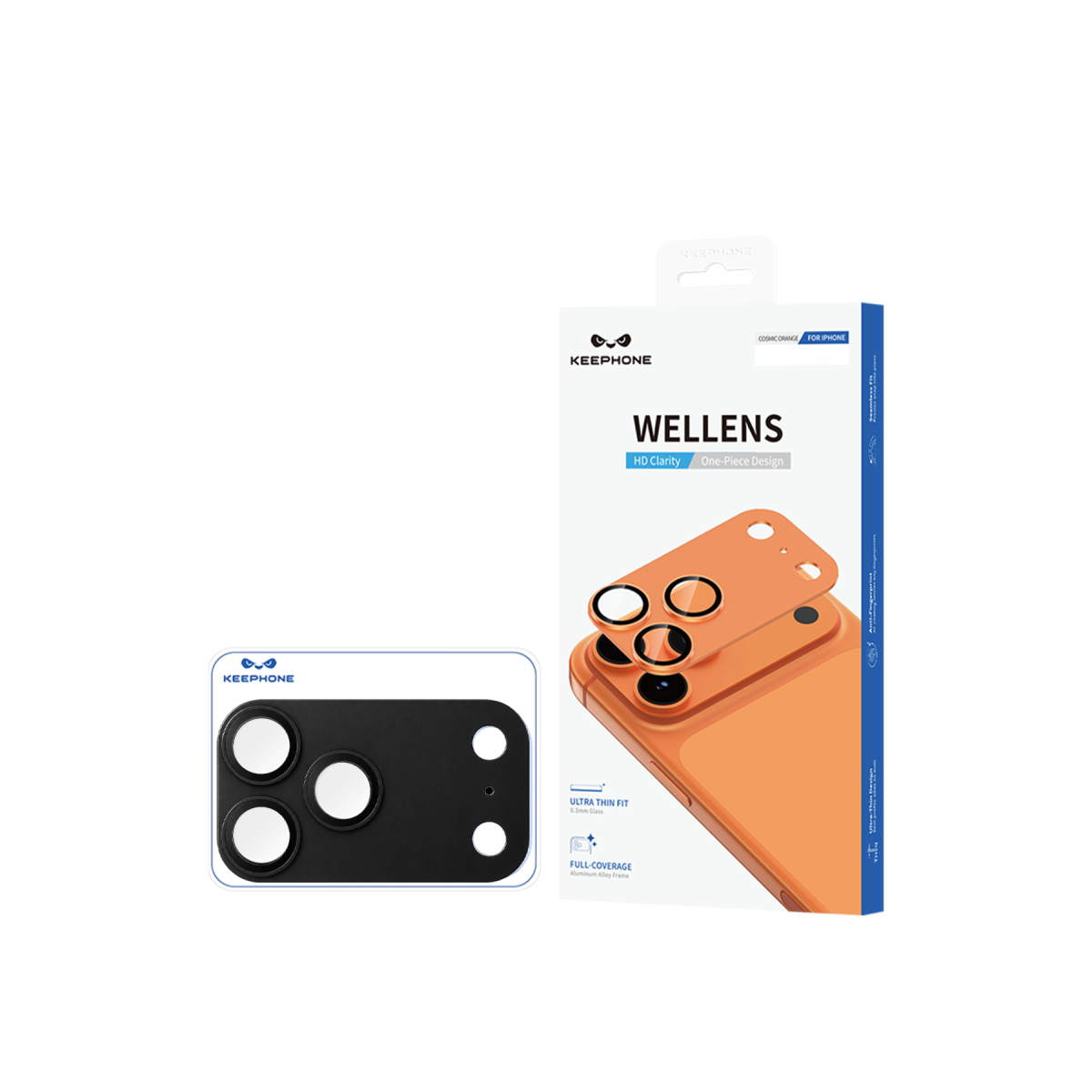 Keephone Apple iPhone 18 Pro Wellens Kamera Lens Koruyucu - Siyah