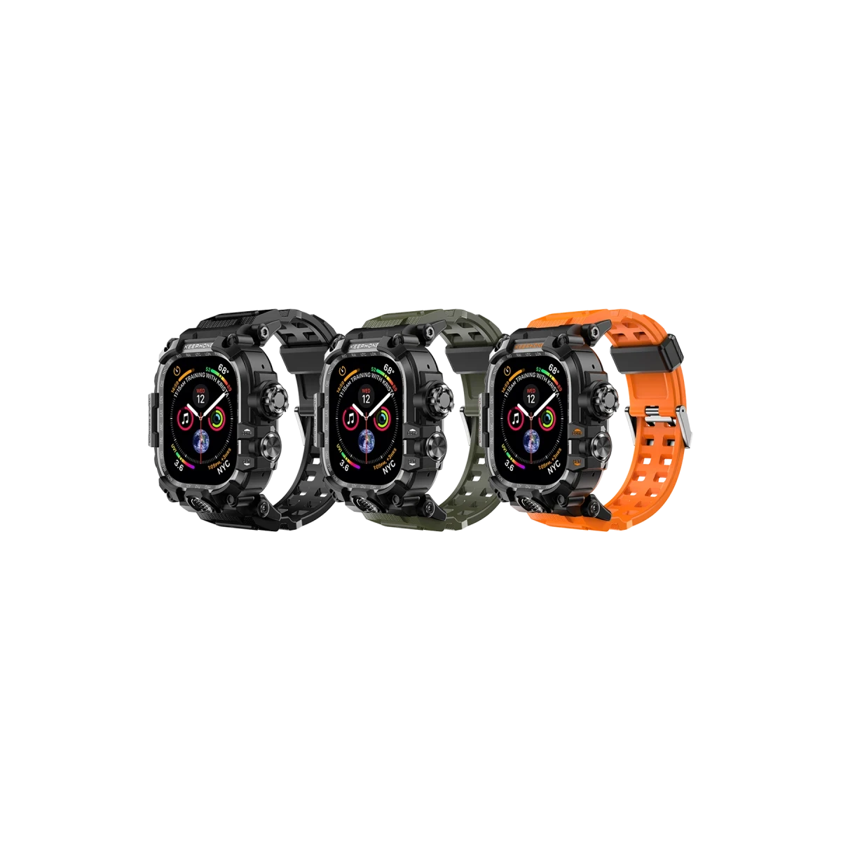 Keephone Apple Watch 46mm Bassion Kasalı Kordon - Siyah