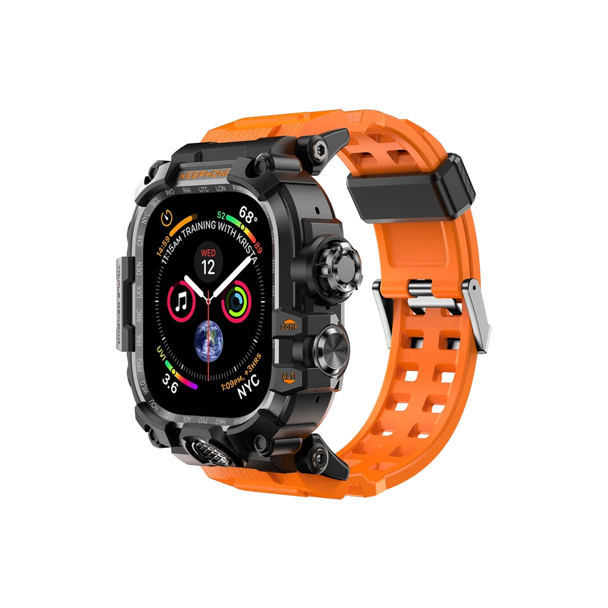 Keephone Apple Watch 46mm Bassion Kasalı Kordon - Turuncu