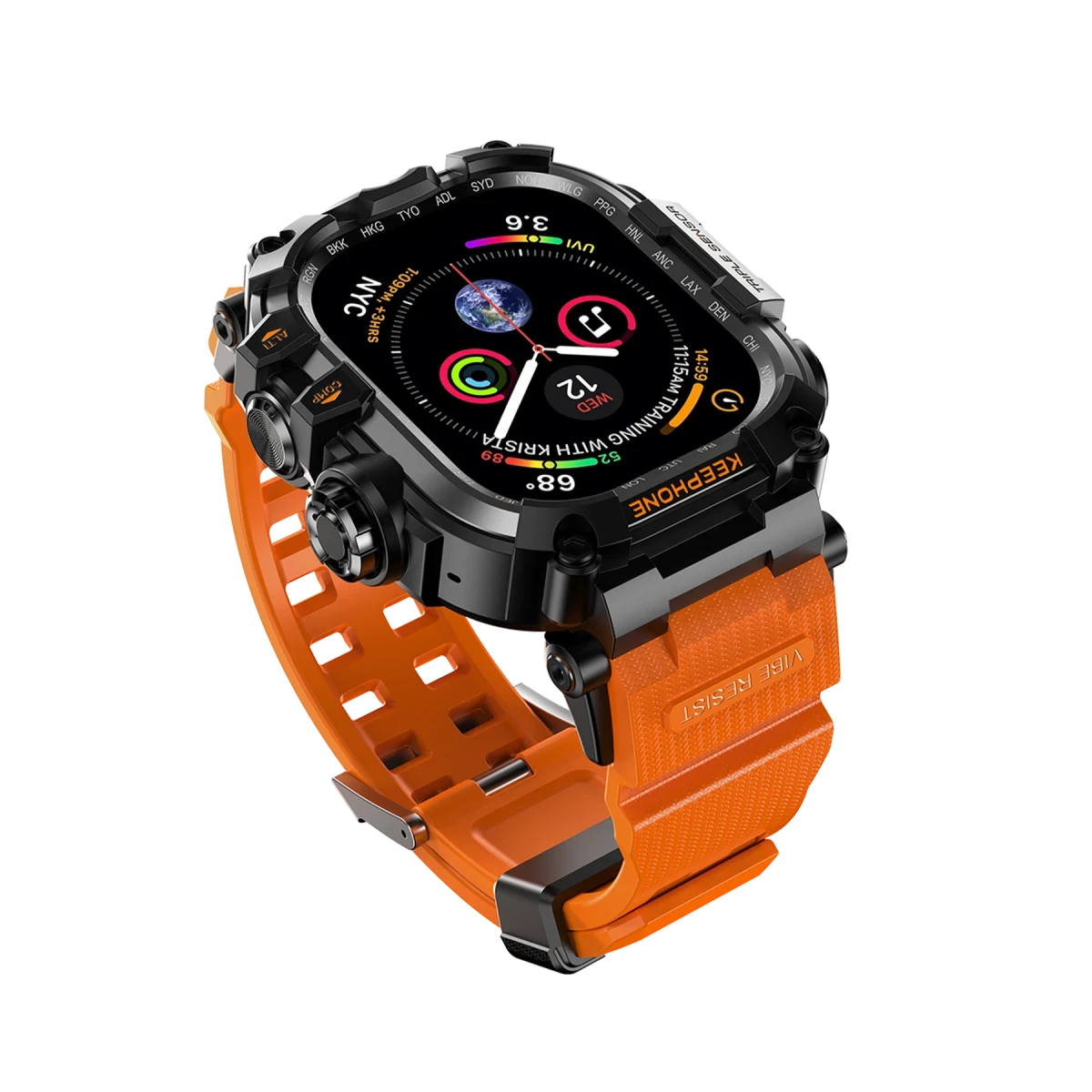 Keephone Apple Watch 46mm Bassion Kasalı Kordon - Turuncu