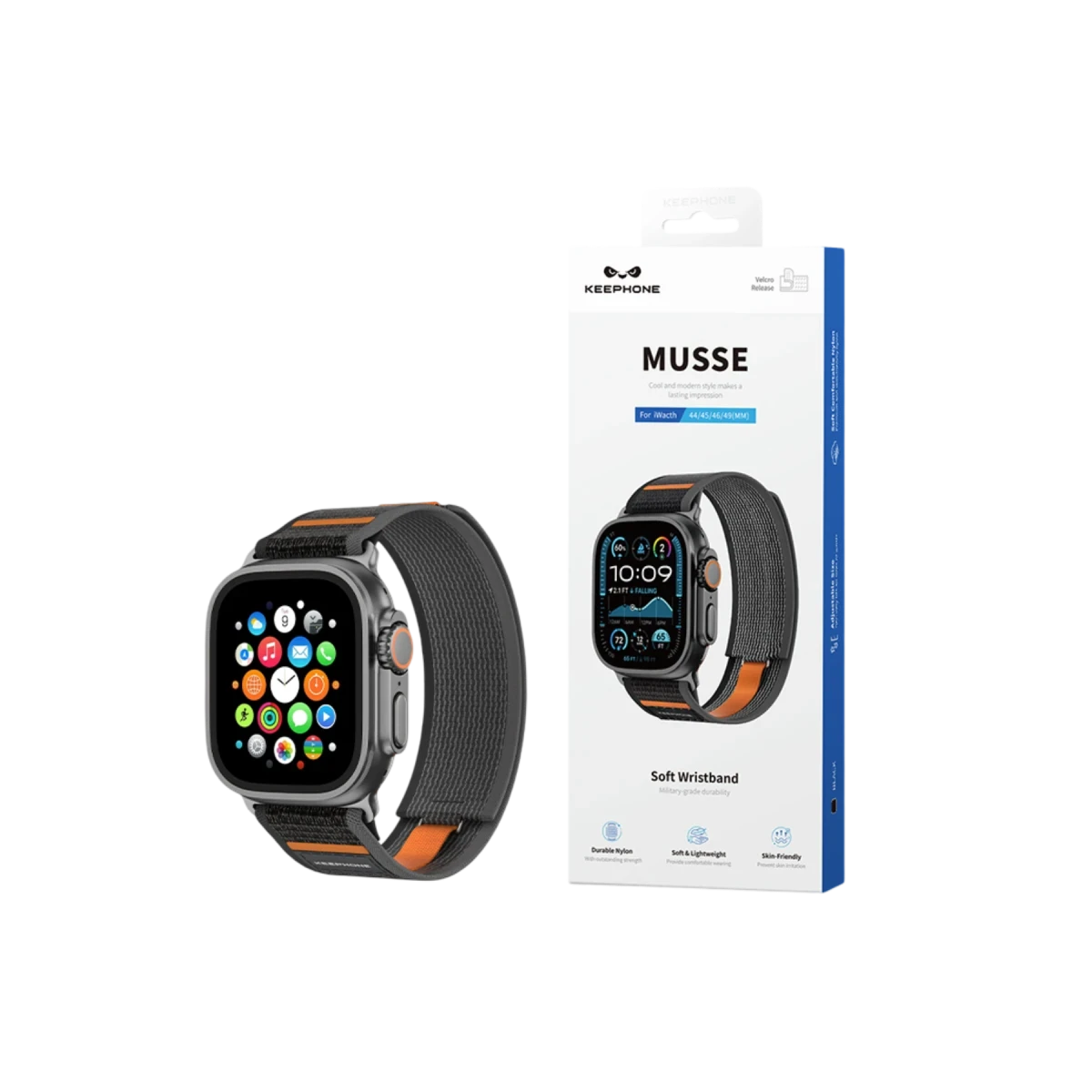 Keephone Apple Watch Ultra 2 49mm Musse Kumaş Kordon - Gri