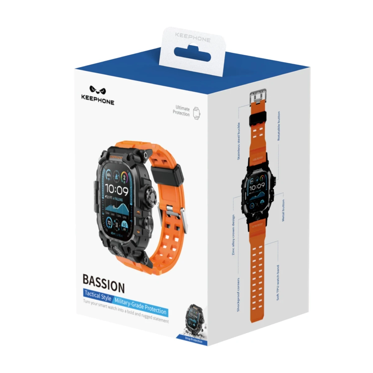 Keephone Apple Watch Ultra 49mm Bassion Kasalı Kordon - Turuncu