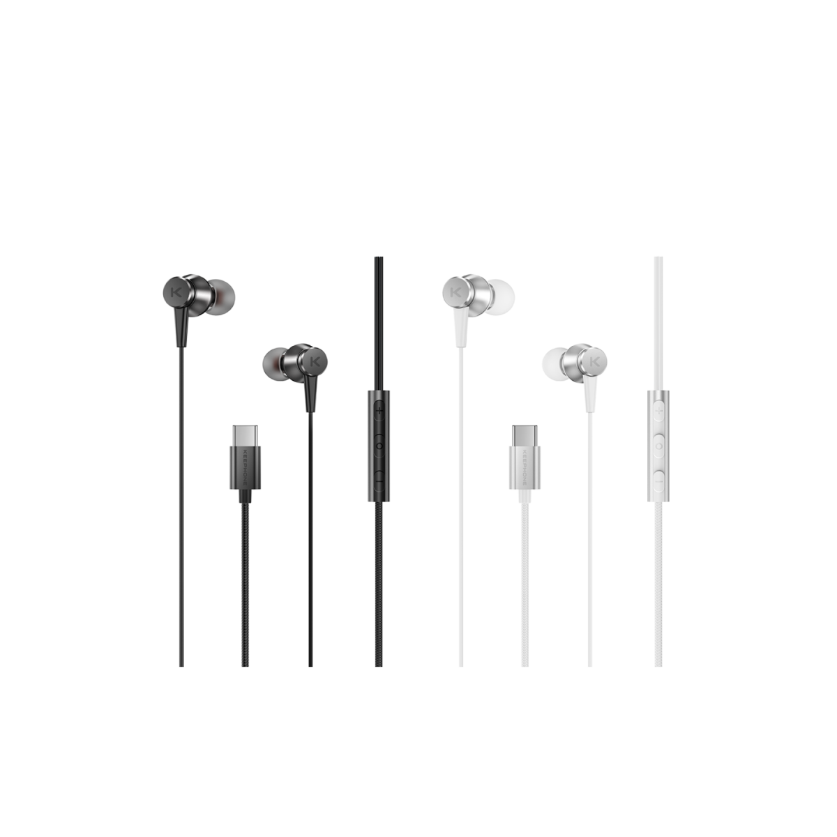 Keephone Auralink Type-C Mikrofonlu Kablolu Kulaklık - Gümüş