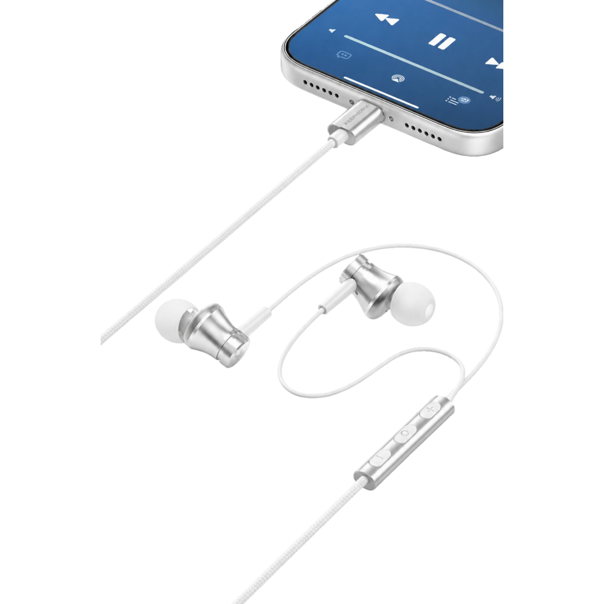 Keephone Auralink Type-C Mikrofonlu Kablolu Kulaklık - Gümüş