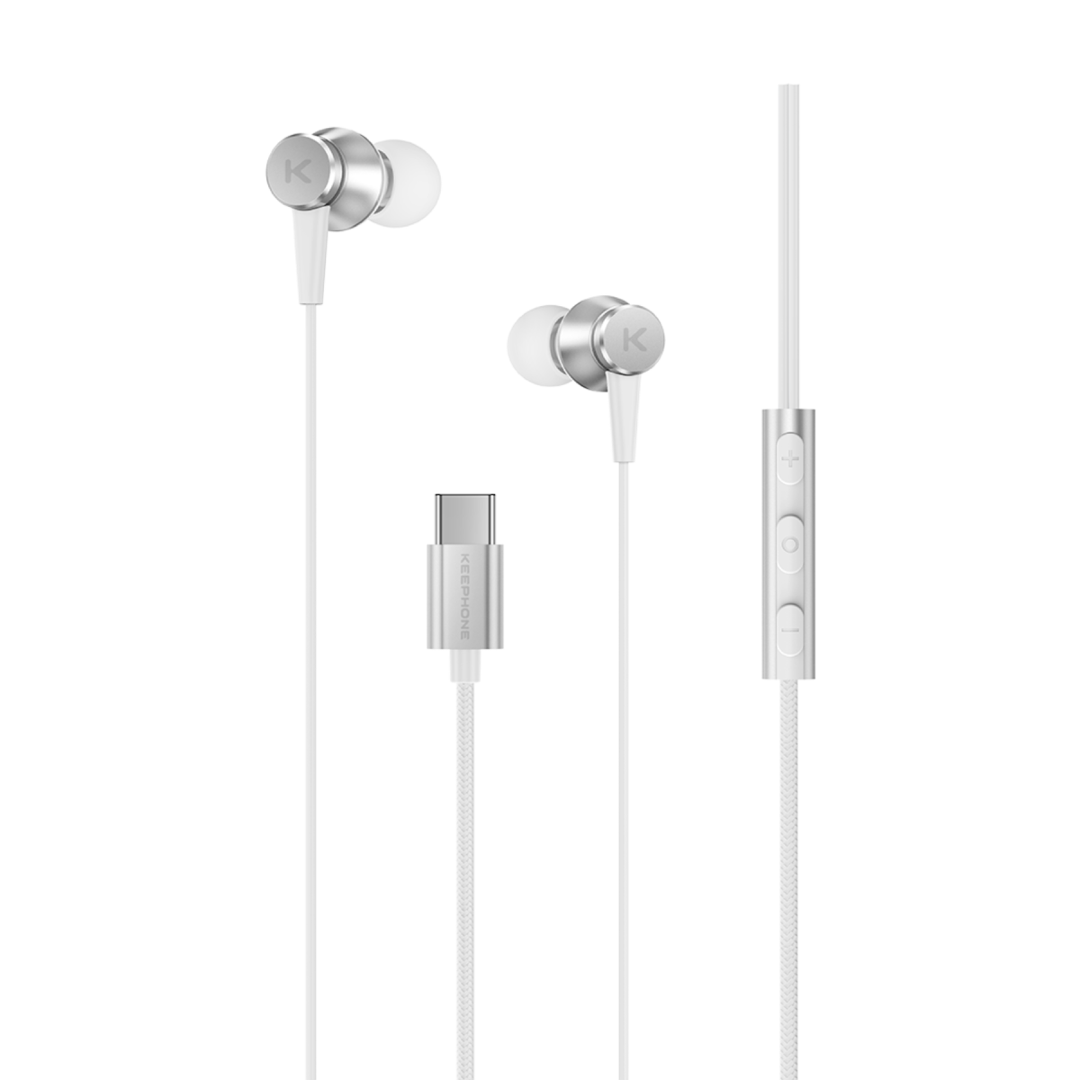Keephone Auralink Type-C Mikrofonlu Kablolu Kulaklık - Gümüş