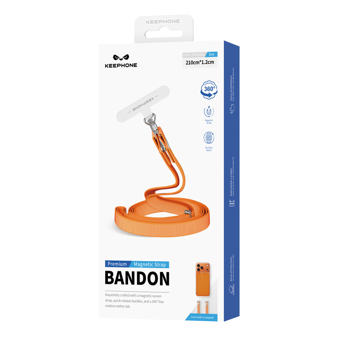 Keephone Bandon 210cm Manyetik Boyun Askısı - Kahverengi