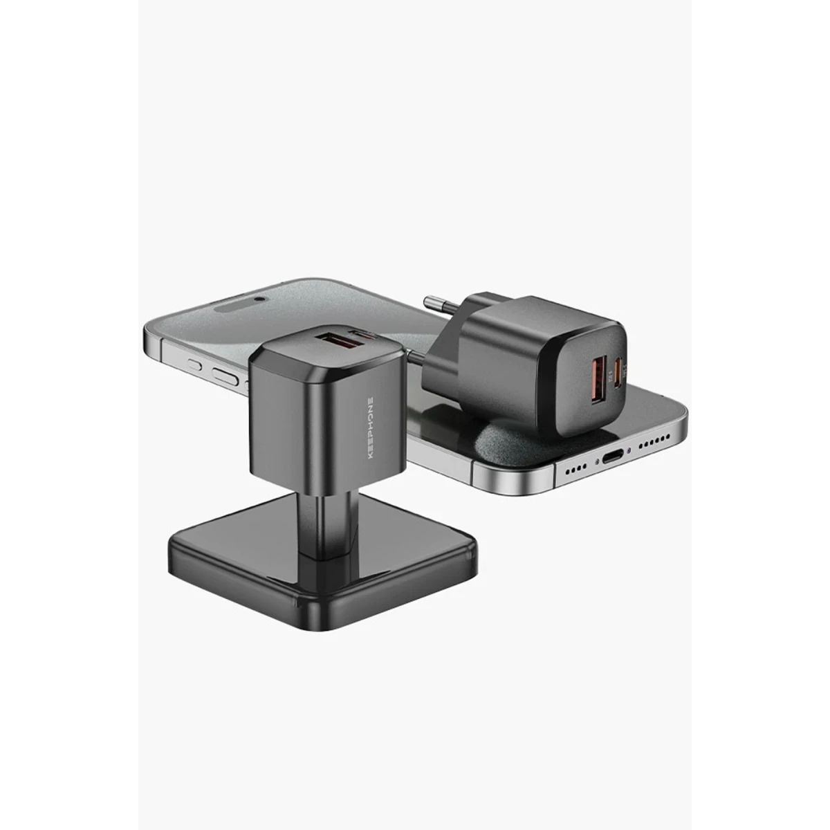 Keephone Rapid CH23061 1 Adet 20W Type-C ve 1 Adet 18W USB Çıkışlı PD Şarj Cihazı - Beyaz