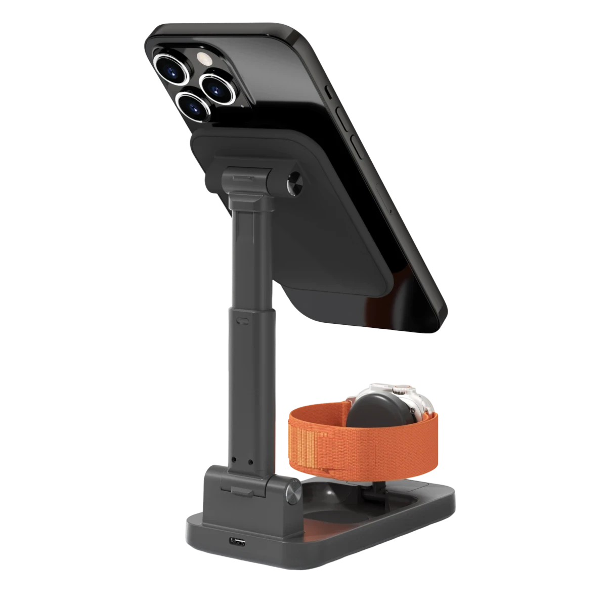 Keephone CR-302 3in1 Masaüstü Kablosuz Şarj Standı - Siyah