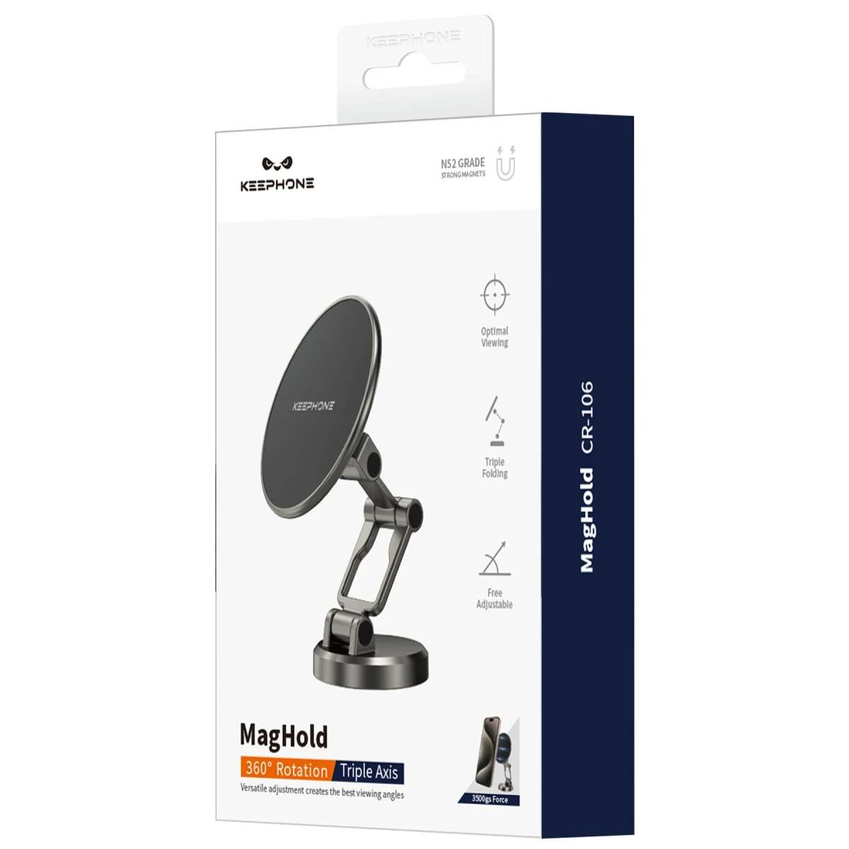 Keephone MagHold CR106 Yapışkanlı 360 Derece Ayarlanabilir Manyetik Magsafe Telefon Tutucu - Titanyum