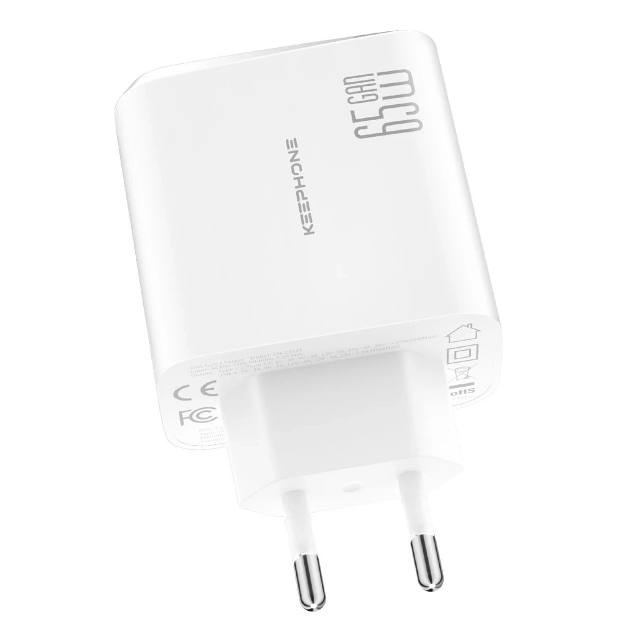 Keephone GaN Wall CH23121 2 Adet 65W Type-C ve 1 Adet 45W USB Çıkışlı GaN Şarj Cihazı - Beyaz