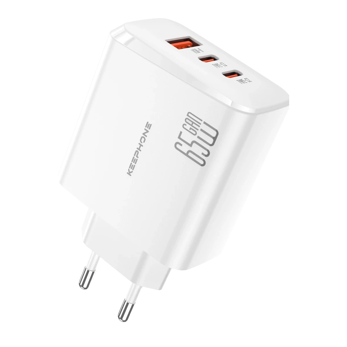 Keephone GaN Wall CH23121 2 Adet 65W Type-C ve 1 Adet 45W USB Çıkışlı GaN Şarj Cihazı - Beyaz
