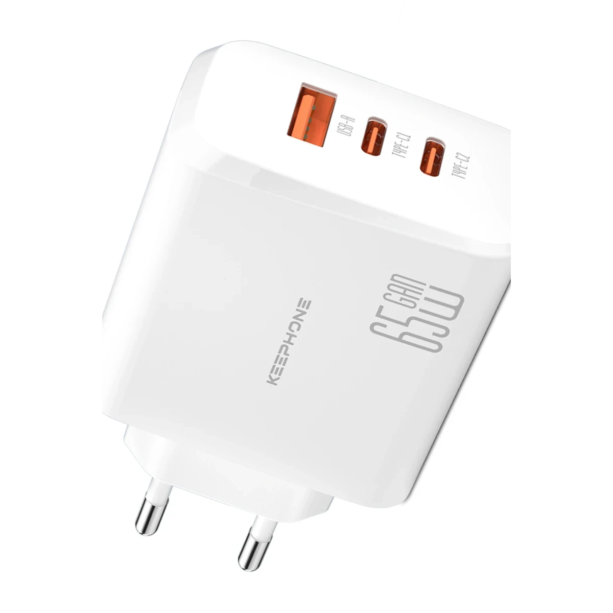 Keephone GaN Wall CH23121 2 Adet 65W Type-C ve 1 Adet 45W USB Çıkışlı GaN Şarj Cihazı - Beyaz