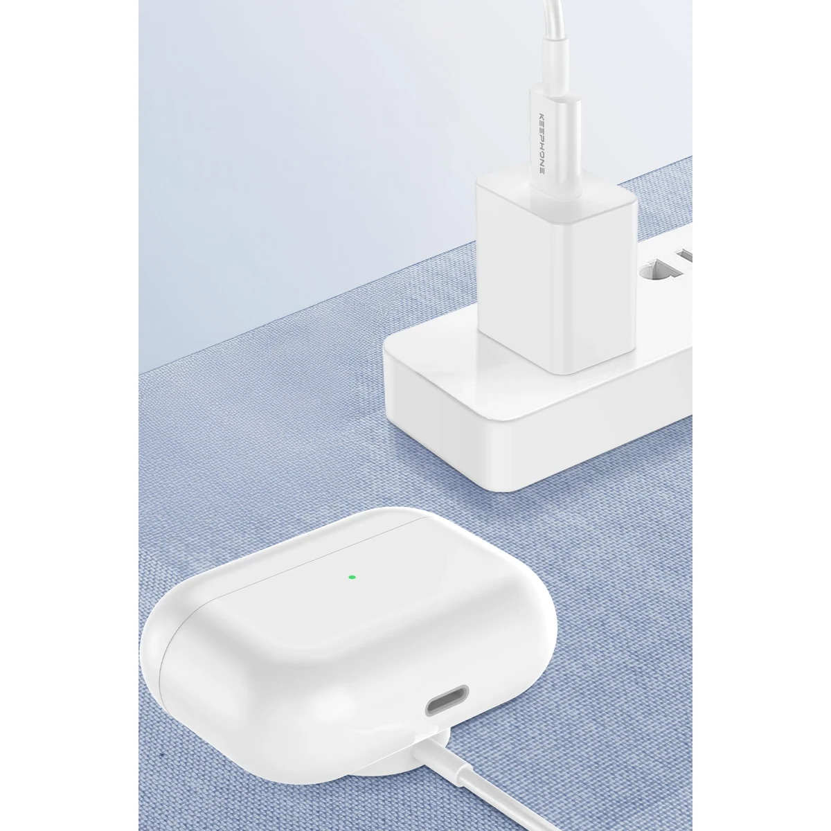 Keephone IC-013 Type-C to Lightning ve Kablosuz Saat Şarj Çıkışlı 2in1 Hızlı Şarj Kablosu - Beyaz