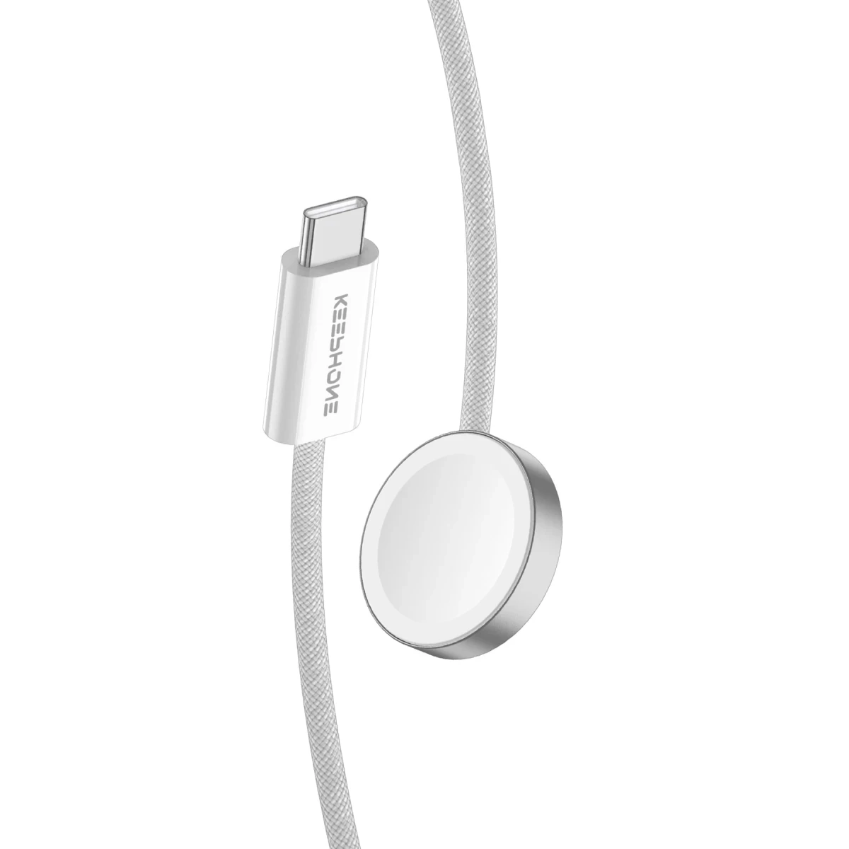 Keephone IC-015 Type-C to Kablosuz Saat Şarj Çıkışlı Hızlı Şarj Kablosu - Beyaz