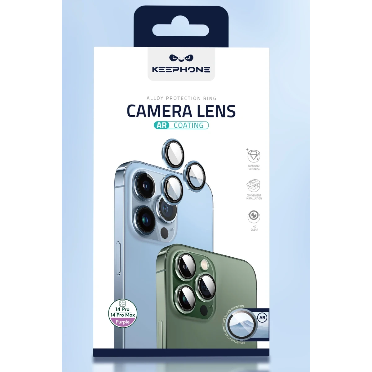 Keephone iPhone 14 Capital Alüminyum AR Kamera Lens Koruyucu - Gümüş