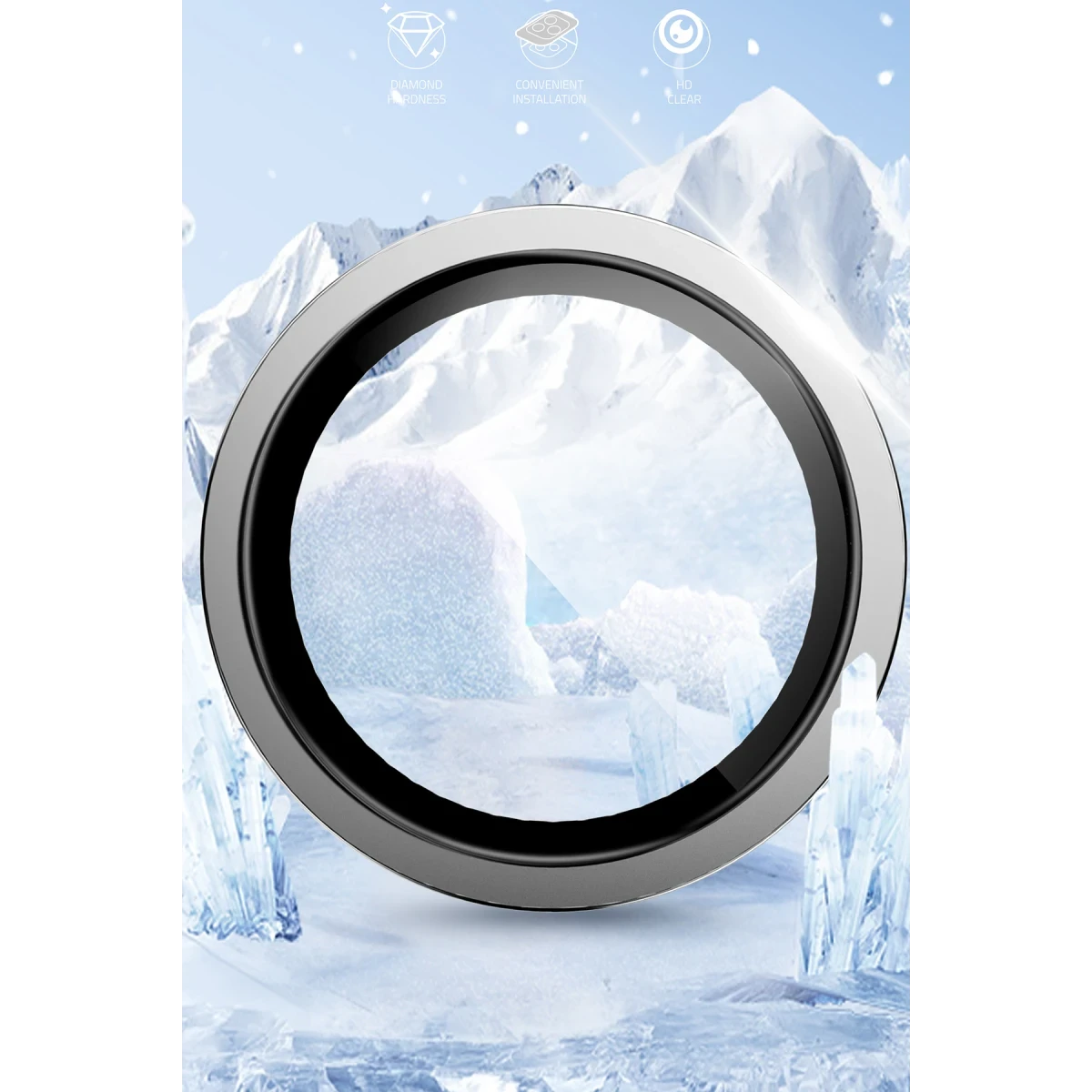 Keephone iPhone 14 Capital Alüminyum AR Kamera Lens Koruyucu - Gümüş