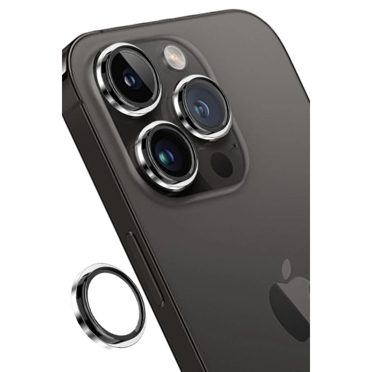 Keephone iPhone 14 Pro Max Capital Alüminyum AR Kamera Lens Koruyucu - Gümüş