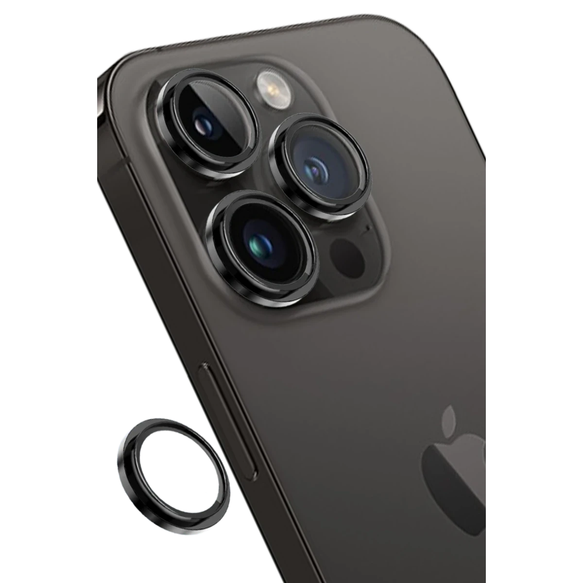 Keephone iPhone 14 Pro Max Capital Alüminyum AR Kamera Lens Koruyucu - Siyah