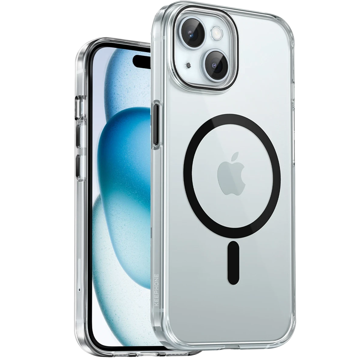 Keephone iPhone 15 Aurora Şeffaf Magsafe Kılıf - Siyah
