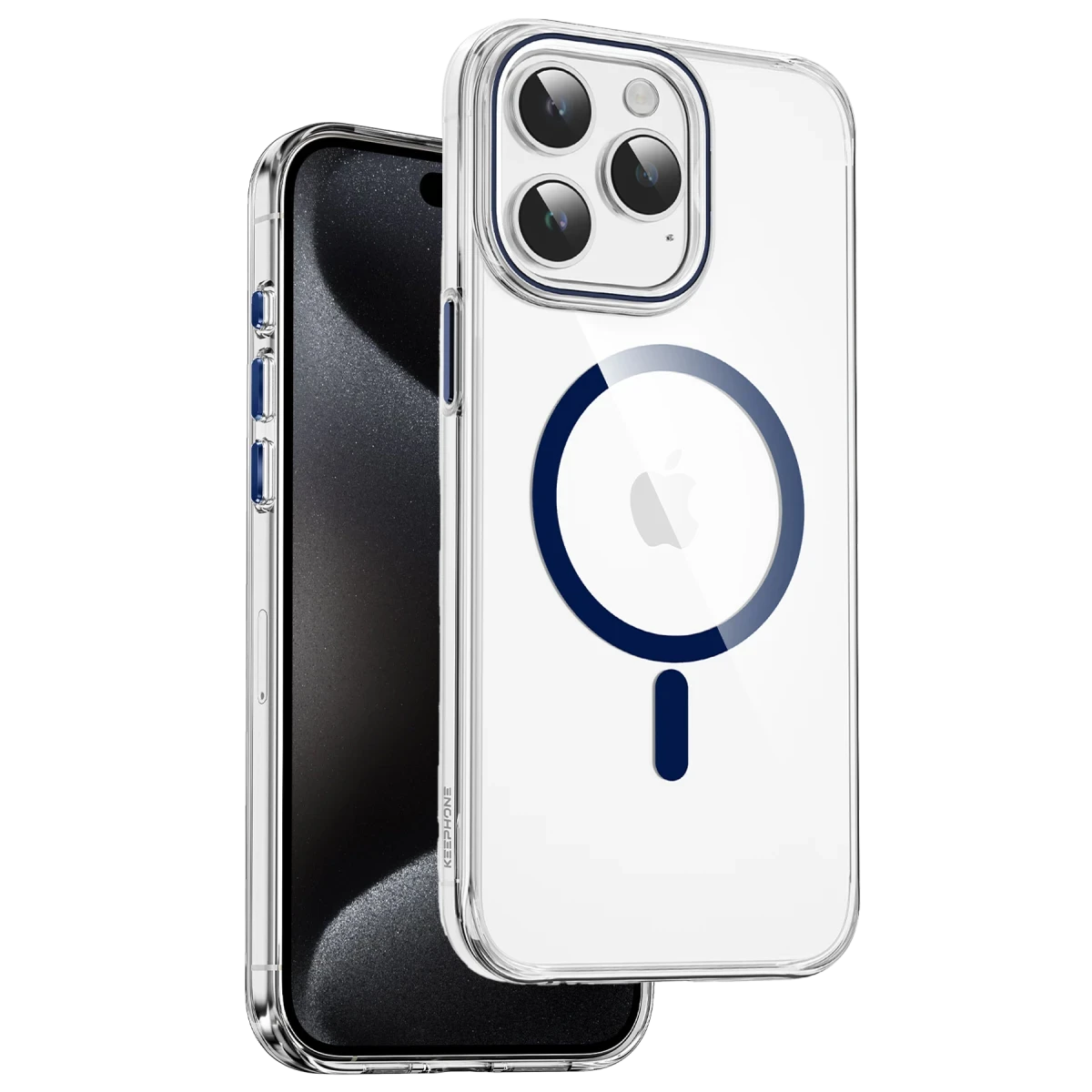 Keephone Apple iPhone 15 Pro Max Aurora Şeffaf Magsafe Kılıf - Mavi