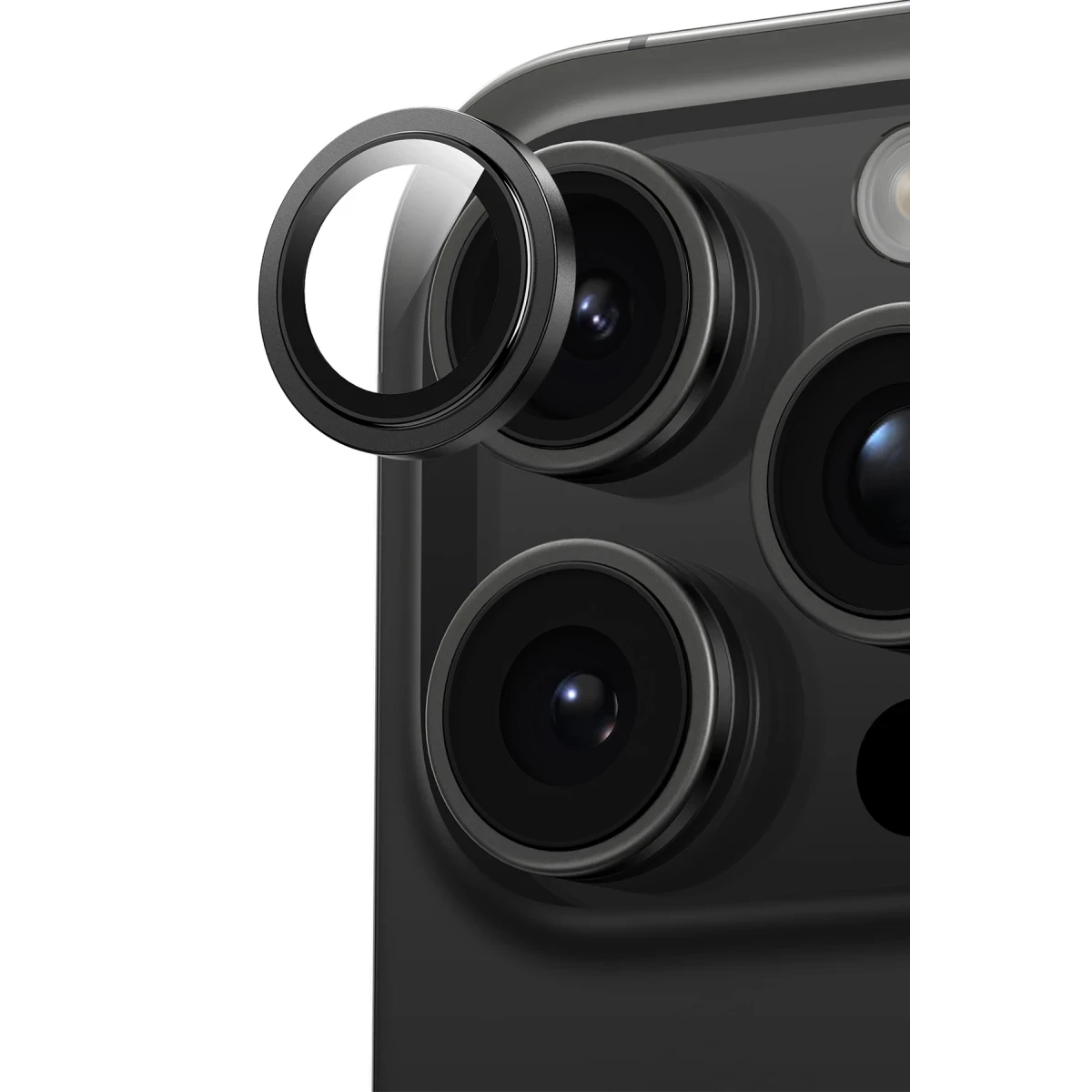 Keephone Apple iPhone 15 Pro Max Capital Alüminyum AR Kamera Lens Koruyucu - Natural Titanyum