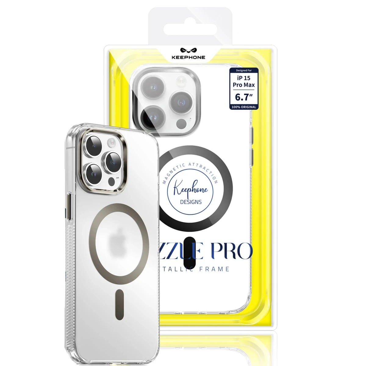 Keephone Apple iPhone 15 Pro Max Dazzle Pro Matte Magsafe Kılıf - Çöl Titanyum