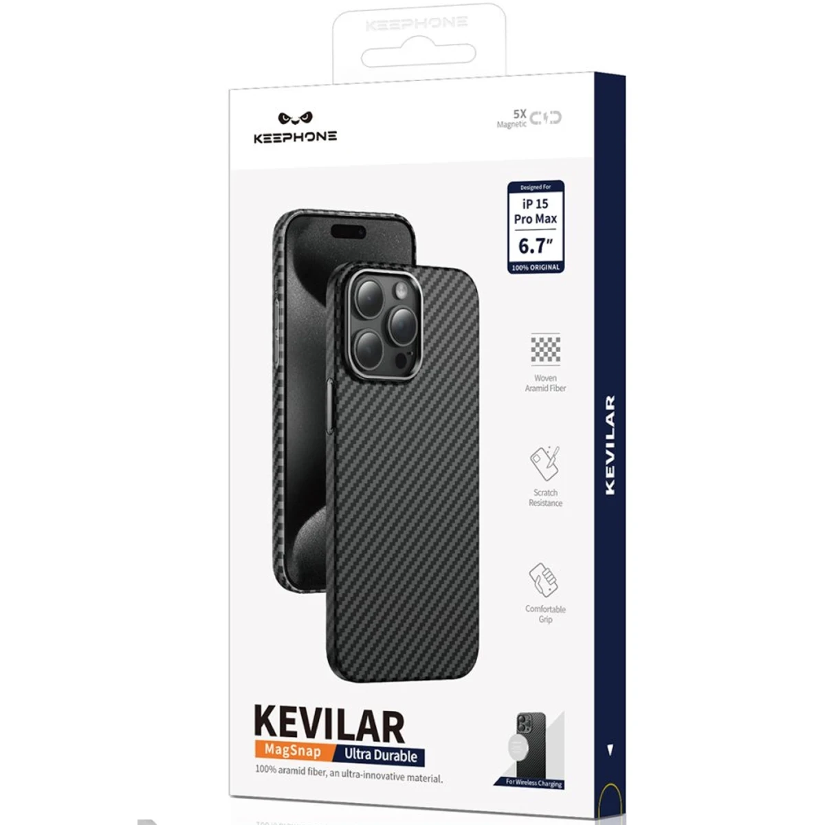 Keephone iPhone 15 Pro Max Kevlar Magsafe Kılıf - Mavi