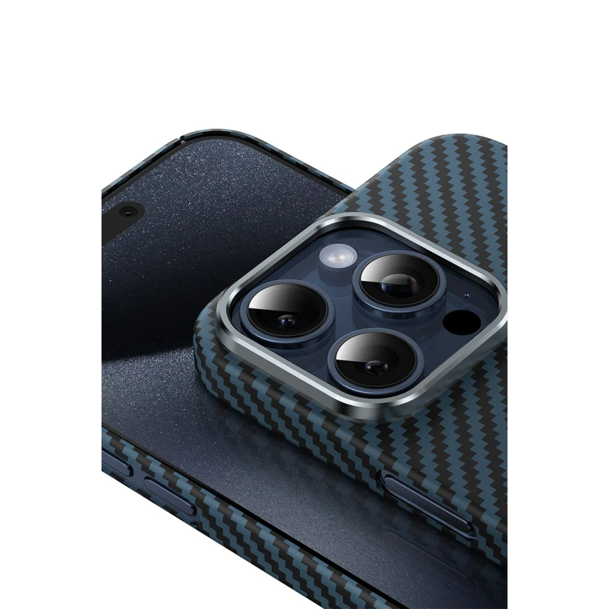 Keephone Apple iPhone 15 Pro Max Kevlar Magsafe Kılıf - Mavi