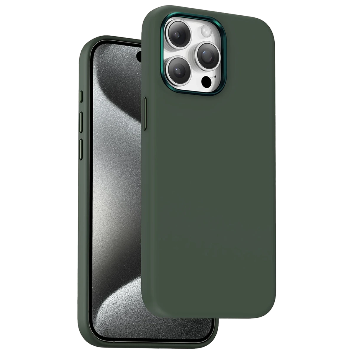 Keephone iPhone 15 Pro Max Rosana Silikon Kılıf - Koyu Yeşil