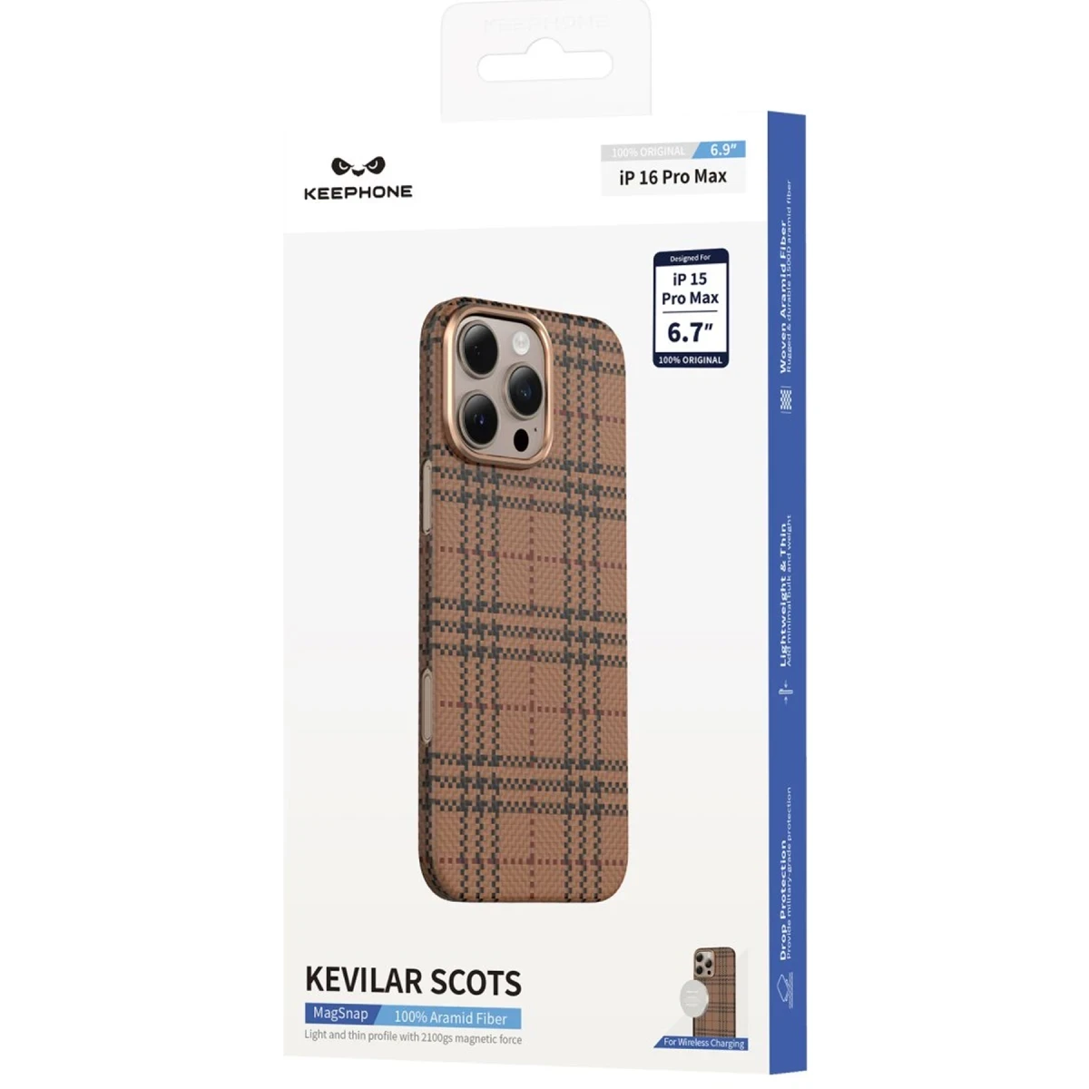 Keephone Apple iPhone 15 Pro Max Scots Kevlar Magsafe Kılıf - Çöl Titanyum