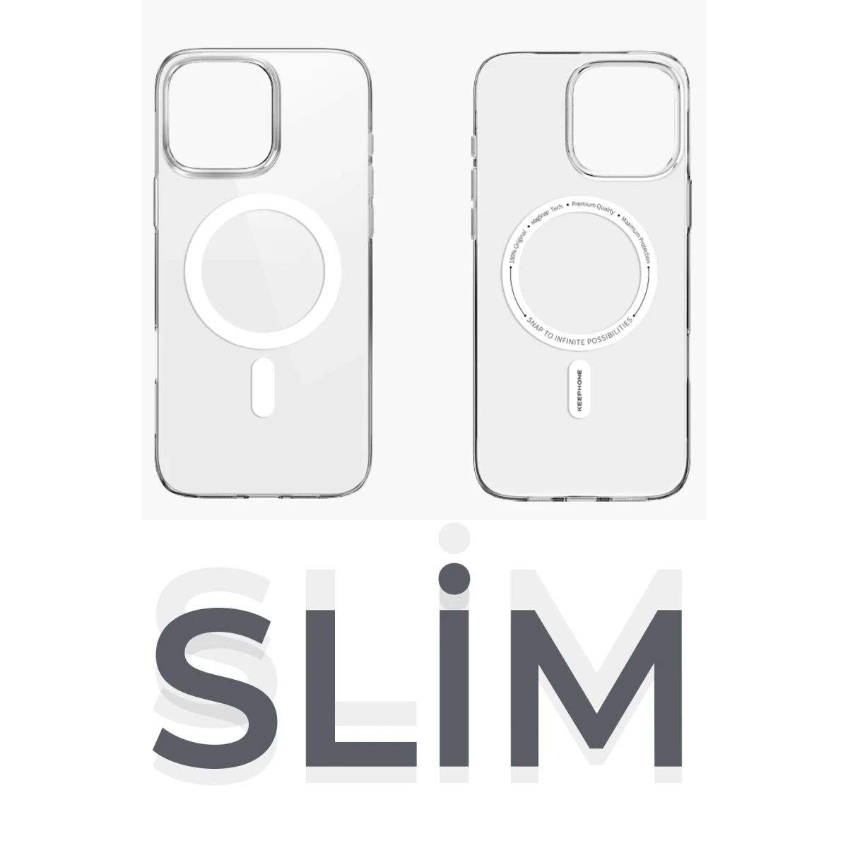 Keephone iPhone 15 Pro Max X-Crystal Slim Magsafe Kılıf - Natural Grey