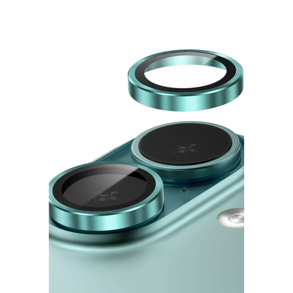 Keephone iPhone 16 3D Spiral Alüminyum AR Kamera Lens Koruyucu - Yeşil