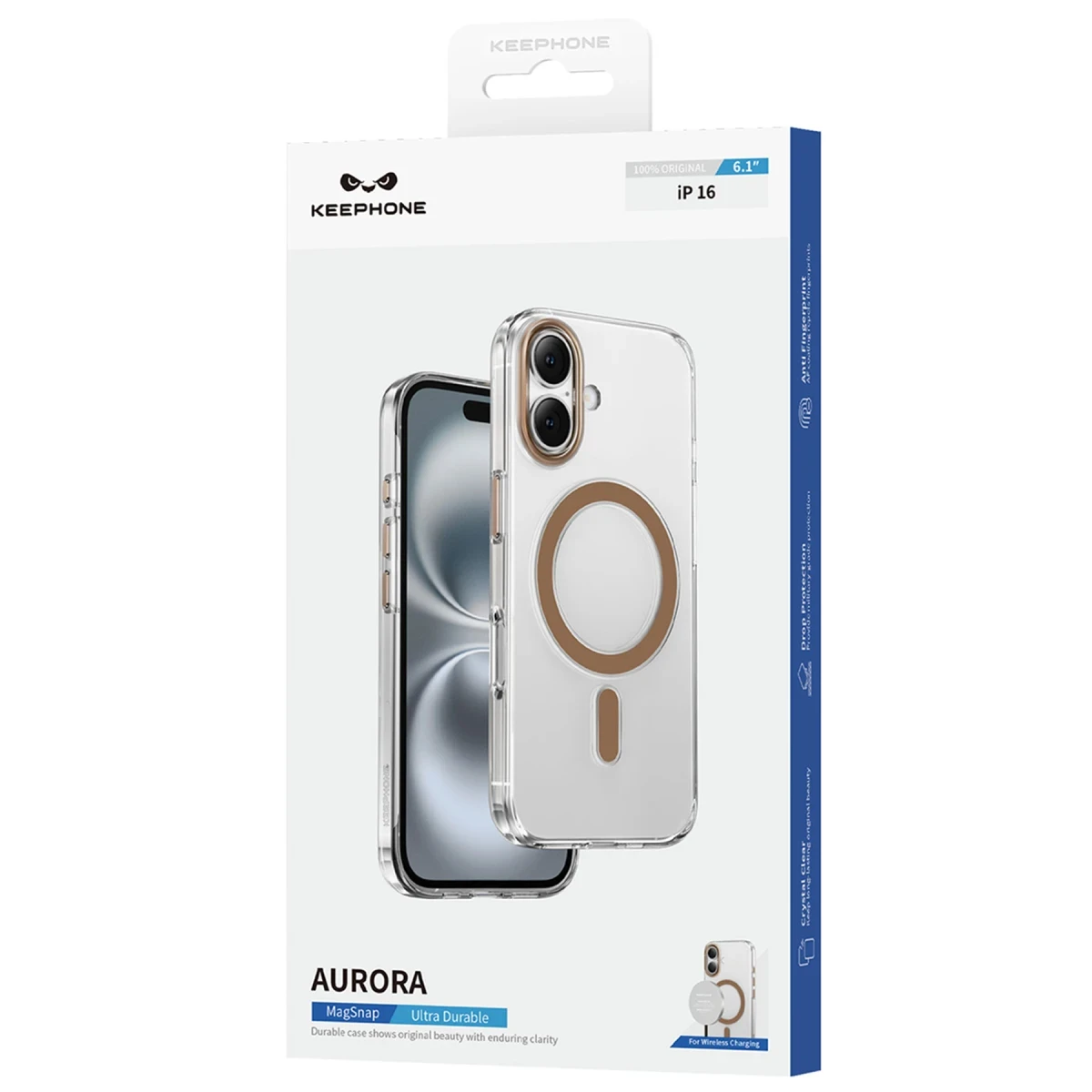 Keephone iPhone 16 Aurora Şeffaf Magsafe Kılıf - Natural Titanyum