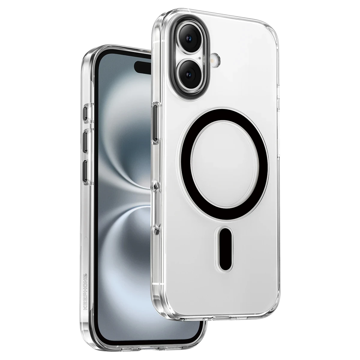 Keephone iPhone 16 Aurora Şeffaf Magsafe Kılıf - Siyah Titanyum