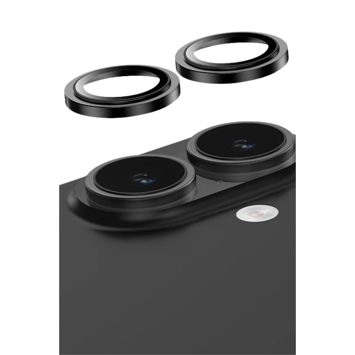 Keephone iPhone 16 Capital Alüminyum AR Kamera Lens Koruyucu - Siyah