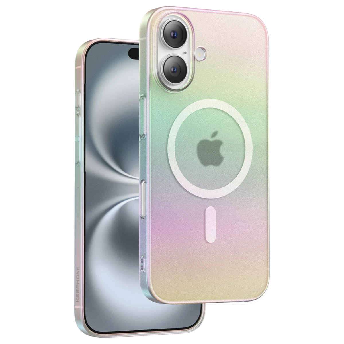 Keephone iPhone 16 Fantasia Gökkuşağı Magsafe Kılıf - Beyaz