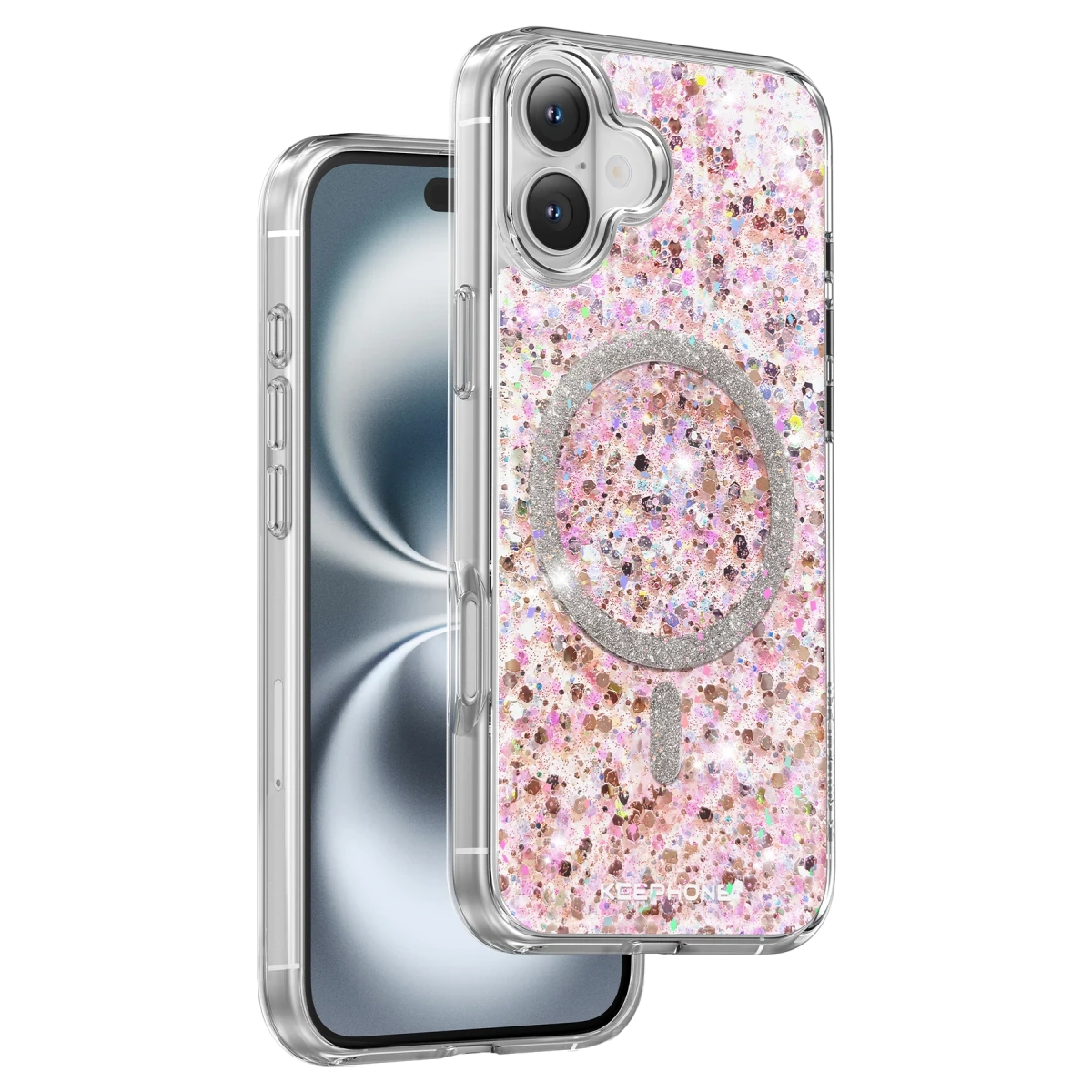 Keephone Apple iPhone 16 Interstellar Glitter Magsafe Kılıf - Pembe
