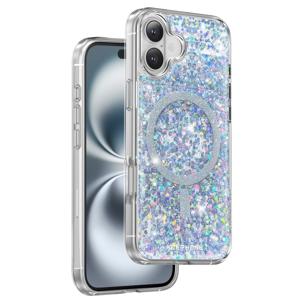Keephone iPhone 16 Interstellar Glitter Magsafe Kılıf - Mavi