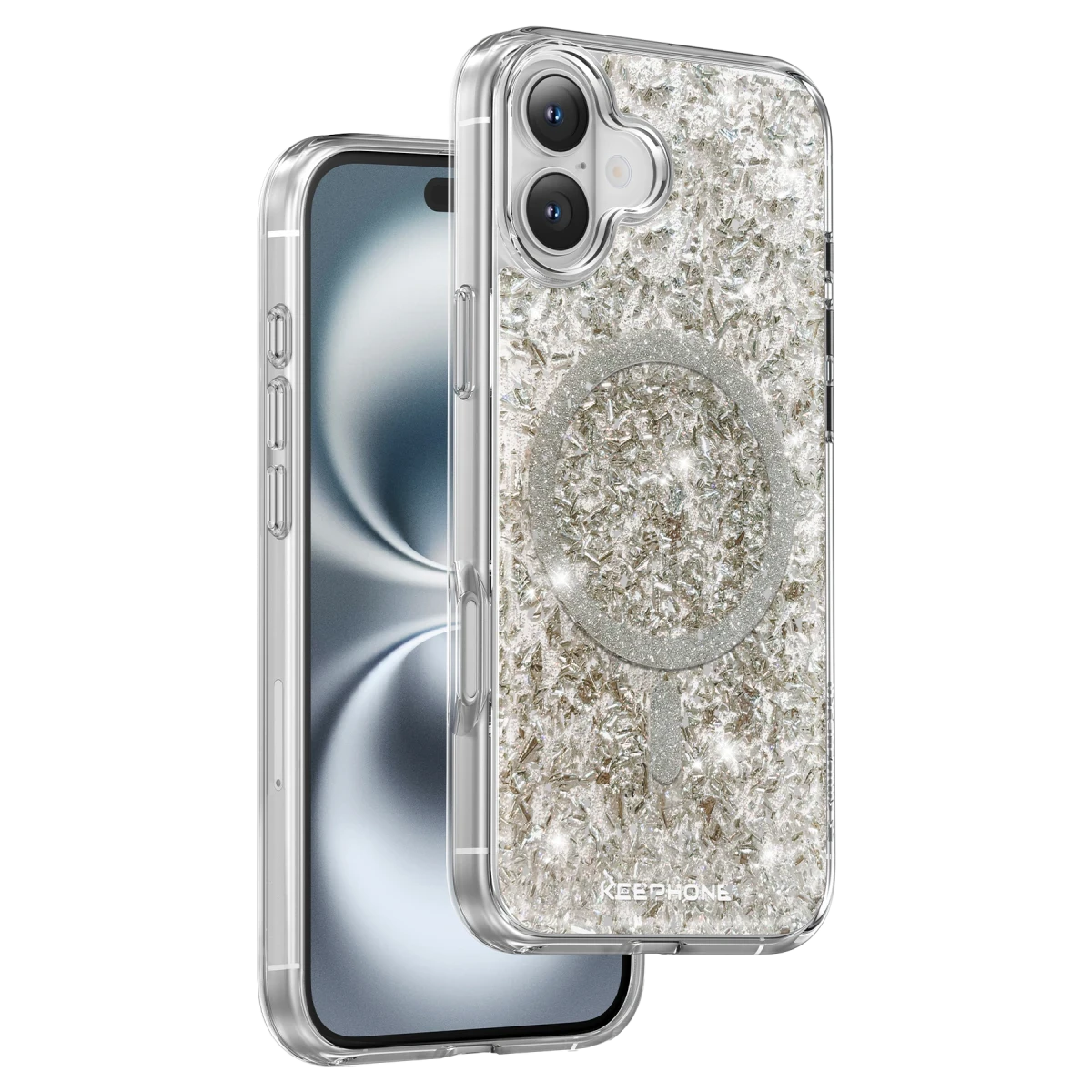 Keephone iPhone 16 Interstellar Glitter Magsafe Kılıf - Gri