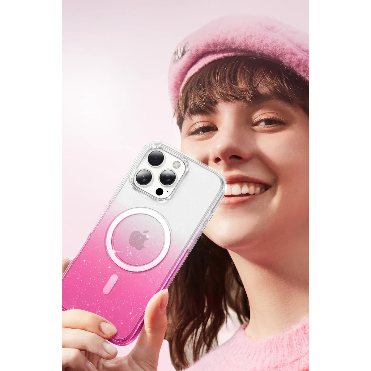 Keephone Apple iPhone 16 Lillian Simli Magsafe Kılıf - Pembe