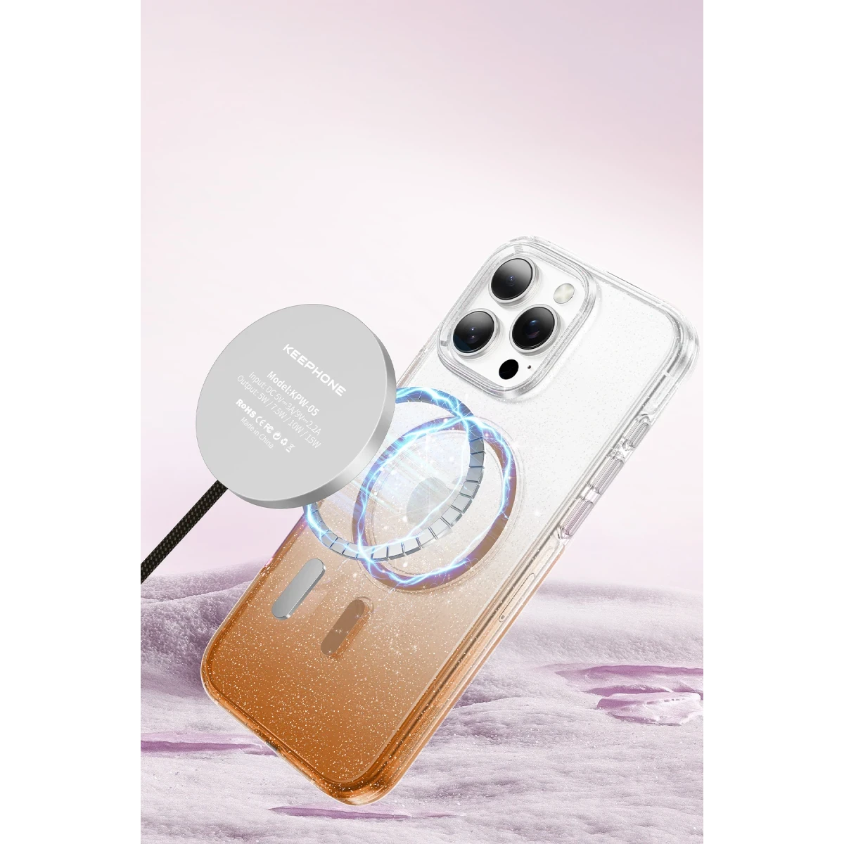 Keephone Apple iPhone 16 Lillian Simli Magsafe Kılıf - Pembe