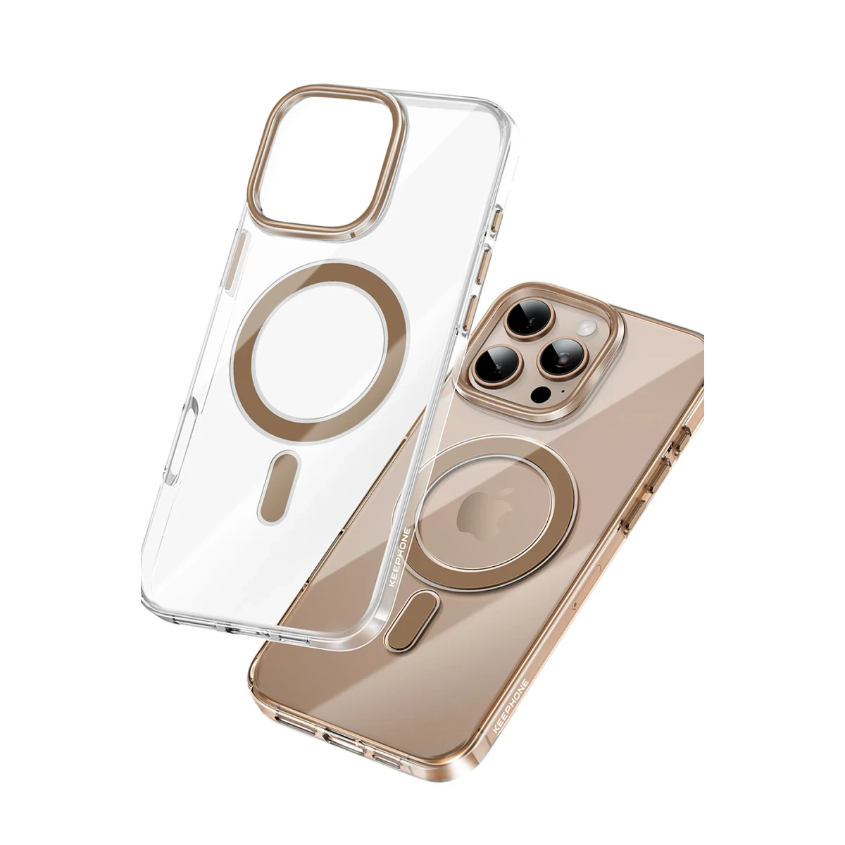 Keephone Apple iPhone 16 Pro Aurora Şeffaf Magsafe Kılıf - Natural Titanyum
