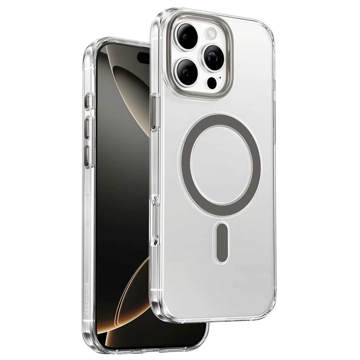 Keephone iPhone 16 Pro Aurora Şeffaf Magsafe Kılıf - Natural Titanyum