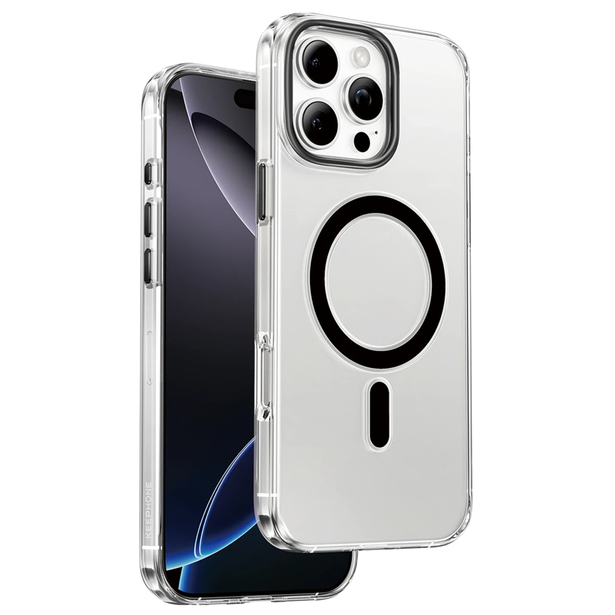 Keephone iPhone 16 Pro Aurora Şeffaf Magsafe Kılıf - Siyah Titanyum