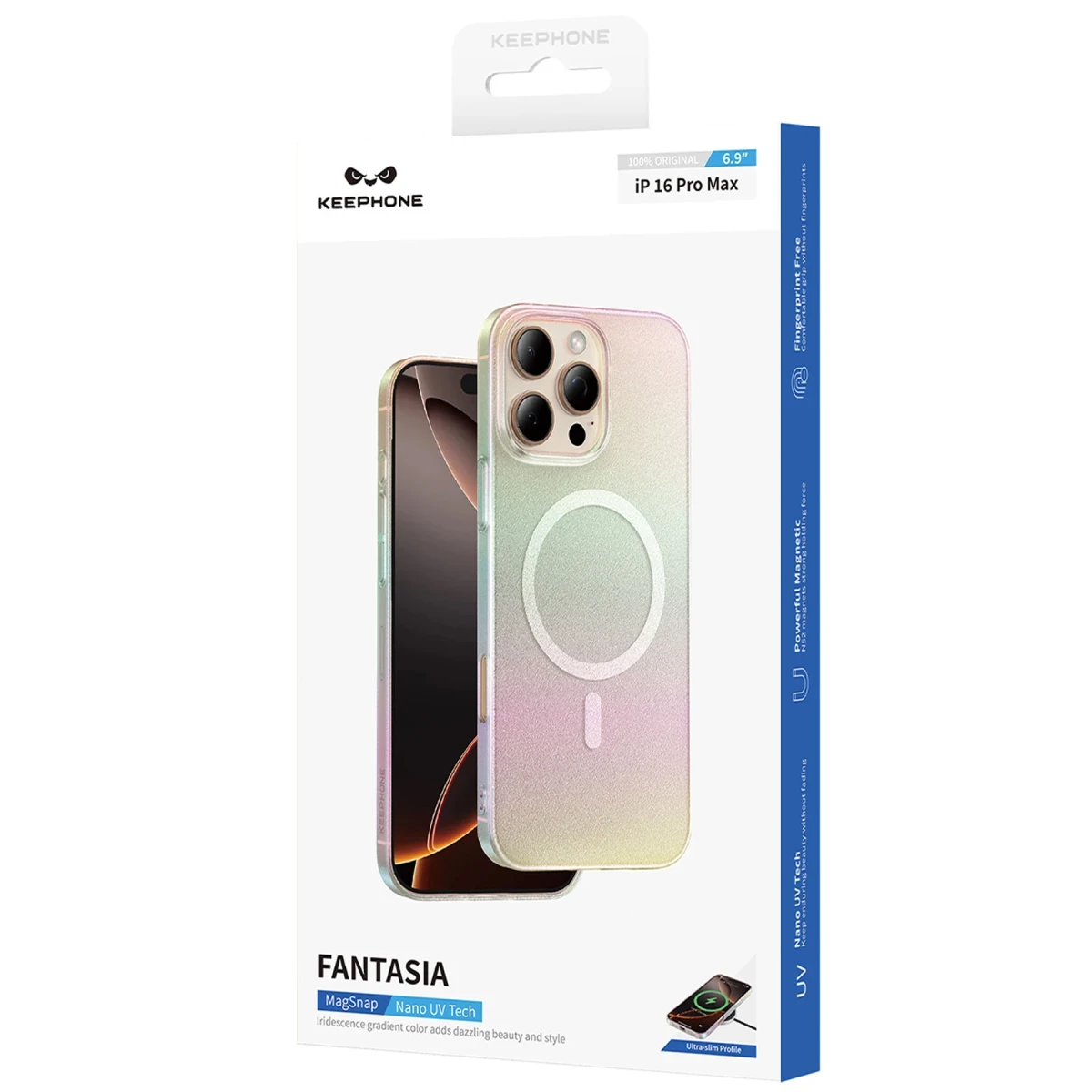 Keephone iPhone 16 Pro Fantasia Gökkuşağı Magsafe Kılıf - Beyaz