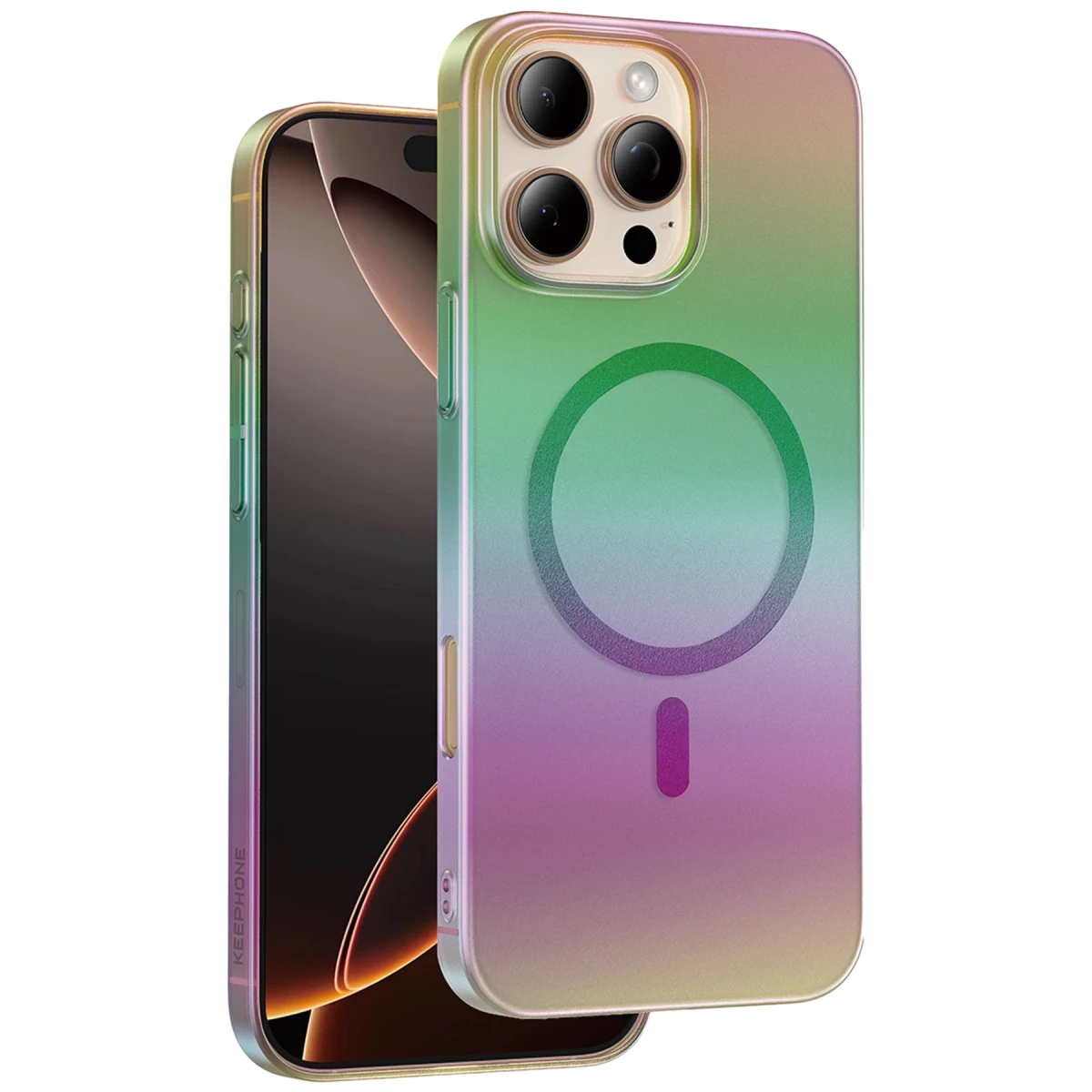 Keephone iPhone 16 Pro Fantasia Gökkuşağı Magsafe Kılıf - Siyah