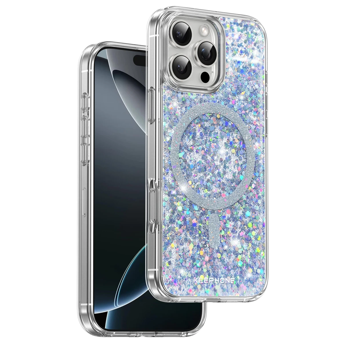 Keephone iPhone 16 Pro Interstellar Glitter Magsafe Kılıf - Mavi