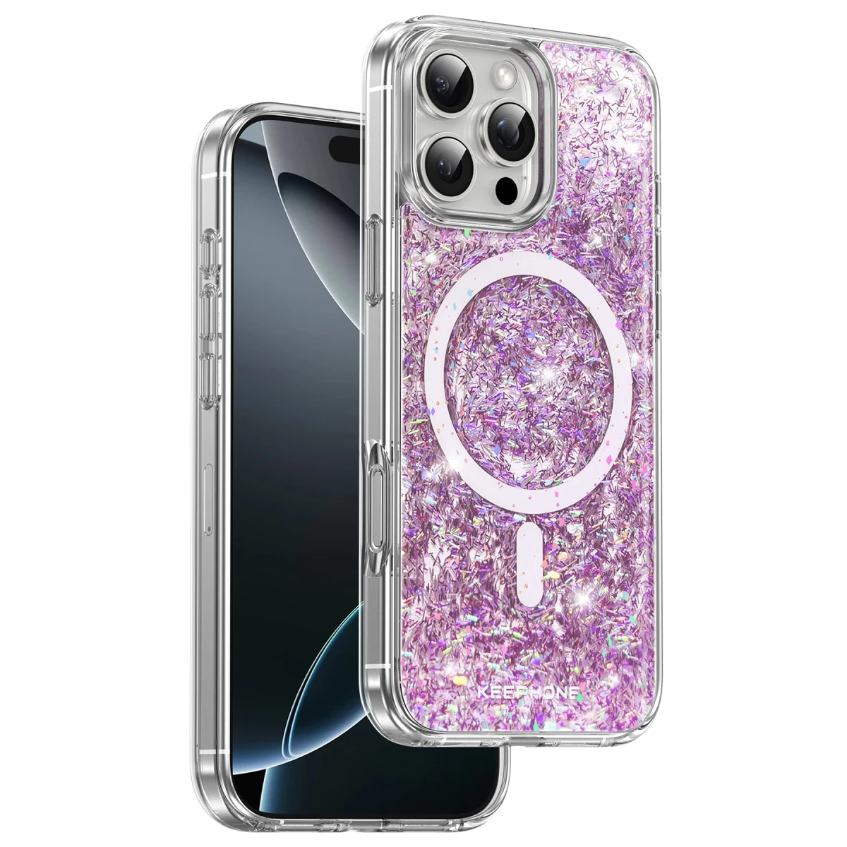 Keephone Apple iPhone 16 Pro Interstellar Glitter Magsafe Kılıf - Mor